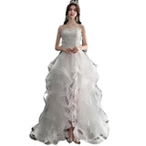 2026 New Front And Back Long Tailed Light Wedding Dress Princess Cake Short Skirt Wedding Ceremony HZ0517