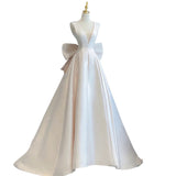 Vintage Denatry Wedding Dress Main Yarn Texture French Simple Super Fairy Atmosphere Thin V-Neck Out Yarn Big Tail HZ0517