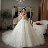 Wedding Dress 2025 New Bridal Yarn Tail Small Man Together To Go Out Of The Yarn Temperament Simple Thin White HZ0517