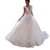 Stylish Simple Wedding Dress Long Sleeve Deep V Travel To Shoot White Little Bride Going Out Retro Woman HZ0517