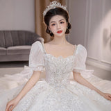 Wedding Dress 2026 New Bridal Yarn French Small Retro Large-Size Super-Sunbehed Big Tail Wedding Dress HZ0517