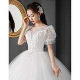 French Main Yarn Wedding Dress 2025 New Bridal Woman Qidi Hepburn Court Style Small Man Dress Covered Arm F88 HZ0517