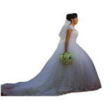 2026 New Retro Lace Affix African Wedding Dress Sexy Shoulder Bridal Dress HZ0517
