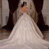 Bridal Main Wedding Dress Luxury Embroidery Lace Sexy V Collar Big Tail Master Wedding Dress Wedding Dress Woman HZ0517