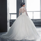 Lace Wedding 2026 New Bride Wedding Long Sleeves Drag High-End Atmosphere White Wedding HZ0517