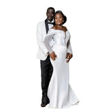 French-Style Stash Light Wedding Dress Fashion Shoulder Long Sleeve Slimming High-End Banquet Host Dress HZ0517