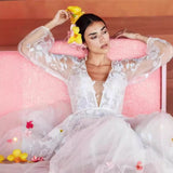 Wedding Dress 2026 New Sexy Lace Long-Sleeved Holiday Dress Dinner Dress HZ0517