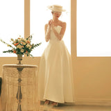 French-Style Denoodle Wedding Dress New Simple Thin Princess Qidi A Swing Travel Shot Wedding Dress Sen Is A Small Man HZ0517