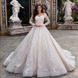 New Long-Sleeved Thin Bride Main Wedding Dress 2025 Heavy Industry High-Spewn Yarn Wedding Dress Woman HZ0517