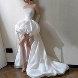 Breast-Shape Wedding Dress Woman 2026 New Bridal Wedding Temperament Go Out Yarn Light Luxury Small Travel Simple Short HZ0517