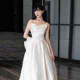 French-Style Densate Light Wedding Dress Bride 2026 New Niche High-End Simple Boobs White Tailing Dress HZ0517