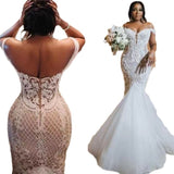 Africa's New Mermaid Wedding Dress Shoulder Lace Sticker Waist Fish Tail Direct Hair Exclusive HZ0517