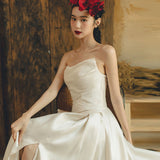 Brasing Light Wedding Dress New Light Luxury Dening Simple Open Fork Out Of The Yarn Studio Theme Photography Wedding Dress HZ0517