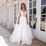 2026 New Simple Lace V-Neck Thin A Threous Tug-Tail Wedding Dress Wedding Dress Wedding Dress Fairy Gas HZ0517
