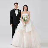 2026 New Breast-Shape Wedding Dress Showing Thin Princess Ponpong Skirt Super Xian Sen System French Bride Go Out Yarn Travel Shot HZ0517