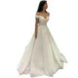 One-Word Shoulder Lace Wedding Dress Wedding Dress French Court Style Wedding Dress 2026 New White Thin Wedding Dress HZ0517