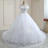 Large-Size One-Word Shoulder Wedding Dress Slim 2026 New Drag-Tailed Simple Wedding Dress HZ0517