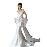French Braped Light Wedding Dress 2026 New Bridal Densate White Fishtail Simple Sen Small Dress HZ0517