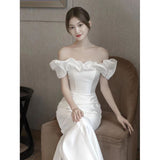 The New Bridal Retro-Speel Fishtail Yarn Small Man Goes Out Yarn Light Wedding Dress Summer HZ0517