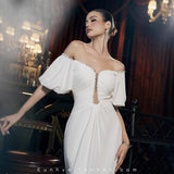Bride French High-End Stud 2026 Summer New Elegant Wide Water Drill Curved Side Bosom Skirt HZ0517