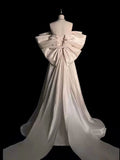 White-Word Shoulder Wedding Dress 2026 Korean Elegant Bow Greet The Bride's Shalin Small Tail HZ0517