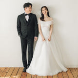 One-Word Shoulder Simple Light Wedding Dress 2025 New Lawn Sen System Wedding Super Fairy Travel To Welcome The Gown HZ0517