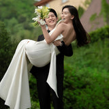 Light Wedding Trip Super Xian Sen 2026 New White Thin Bow Bow Outside To Take A Small Tail Dress Skirt HZ0517