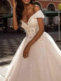 Wedding Dress 2026 New Word Shoulder Bridal Wedding Dress Sexy V-Neck Long Tail Wedding Dress HZ0517