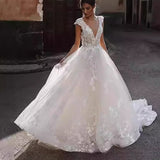 Stylish Simple Wedding Dress Long Sleeve Deep V Travel To Shoot White Little Bride Going Out Retro Woman HZ0517