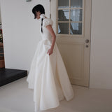 Sweet And Light Wedding Dress Princess Bubble Sleeve Out Of The Yarn Small Simple Travel Photo License Small White Dress Lawn Main Wedding Dress HZ0517