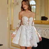 White Lace Skirt French Light Wedding Temperament Elegant Back Thin Bra Banquet Dress HZ0517