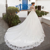Wedding Dress 2026 Round-Neck Long-Sleeved Lace Thin French Bridal Hairy Tail Wedding Dress HZ0517