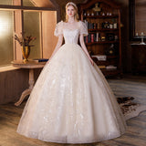Large-Size Wedding Dress 200 Pounds Fat MM Wedding Dress Female Thin Pregnant Woman Bubble Sleeve Temperament Wedding Dress HZ0517
