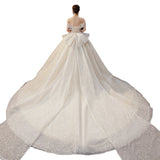 One-Word Shoulder French Light Wedding Dress 2026 New Temperament Big Tail Princess Style Bridal Dress Simple Atmosphere HZ0517