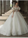 One-Word Shoulder Wedding Dress Bride 2026 New Temperament Main Yarn High-Quality Court Style French Large Tail Light Pregnant Woman HZ0517