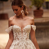 White Shoulder Small Tailed Bride Wedding Dress Light Luxury Niche Outdoor Travel Wedding Dress Fairy HZ0517