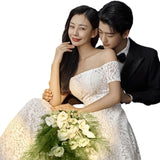 White French Lace Light Wedding Dress Bridal New Travel Photography Sen Series Simple Dress A Word Shoulder Welcome Out HZ0517