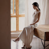 French Light Wedding Dress Simple Vertebry Temperament White Usually Wear Host Dress Dress Dress Dress HZ0517