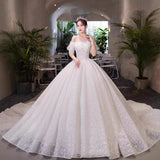 Light Wedding Dress 2025 New Bridal Main Yarn Temperament Luxury Shoulder Court Wind Out Of The Yarn Starry Sky Tail HZ0517