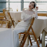 French Light Wedding Dress Long Sleeves And Tails Simple Travel Shot White Thin Lace Premium Sense Of The New Bride Out Of The Yarn HZ0517