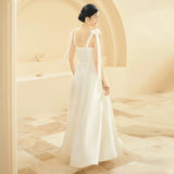 French Light Wedding Dress New Bride Simple Ribbon Go Out Yarn License Engagement Dress Dress HZ0517