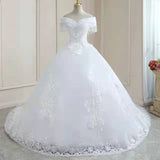 One-Word Shoulder Main Wedding Dress 2026 New Tuxo Court Wedding Dress Bridal Hus Down Yarn HZ0517