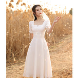 White Light Wedding Dress French Certificate Registration 2026 Fairy Qi Famous People Usually Wear Dress Travel Shooting Light Wedding Dress HZ0517