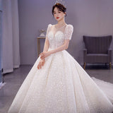 Wedding Starry Yarn 2026 New Spring Bride Simple Big Tail Temperament Hepburn Physical Store Wedding Dress HZ0517