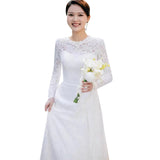French Lace Wedding Dress 2026 New Bridal Atmosphere Simple Long-Sleeved Winter Welcome Yarn Small Tail Wedding Dress HZ0517