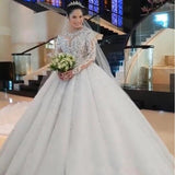 New Wedding Dress 2026 New Diamond Leplace Long Sleeve Wedding Dress Big Tail Wedding Dress Spring HZ0517