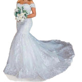 French Light Wedding Dress 2026 New Bridal Yarn High-Quality Word Shoulder Simple Light Tug Tail Travel Shot HZ0517