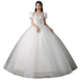 Wedding Dress French 2025 New Bridal Princess Small Simple Retro Light Yarn Bubble Sleeve Large Size Wedding Dress F86 HZ0517