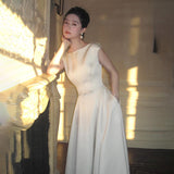French-Style Fasci Bridal Bridal Engagement Welcome Dress Temperament Luxury Birthday Certificate White Dress HZ0517