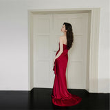 2026 New Simple Skinny Thrying Face Brawn Fishtail Bride Toast Evening Dress Back Door HZ0517